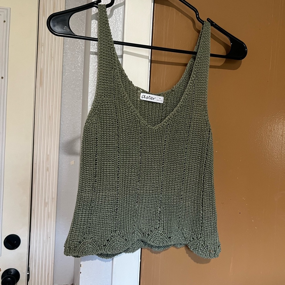 Olive Knit Tank Top by Aster